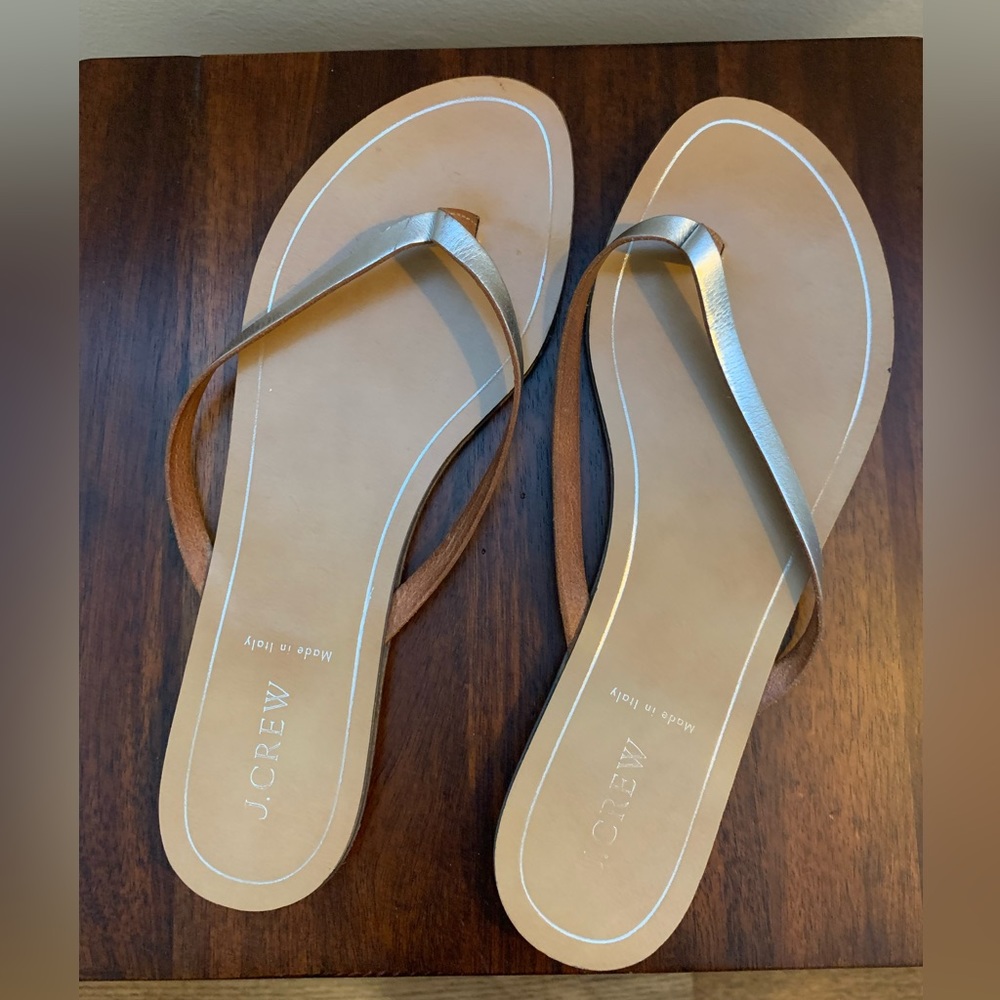J. Crew women’s leather sandals. Silver strap. Size 10